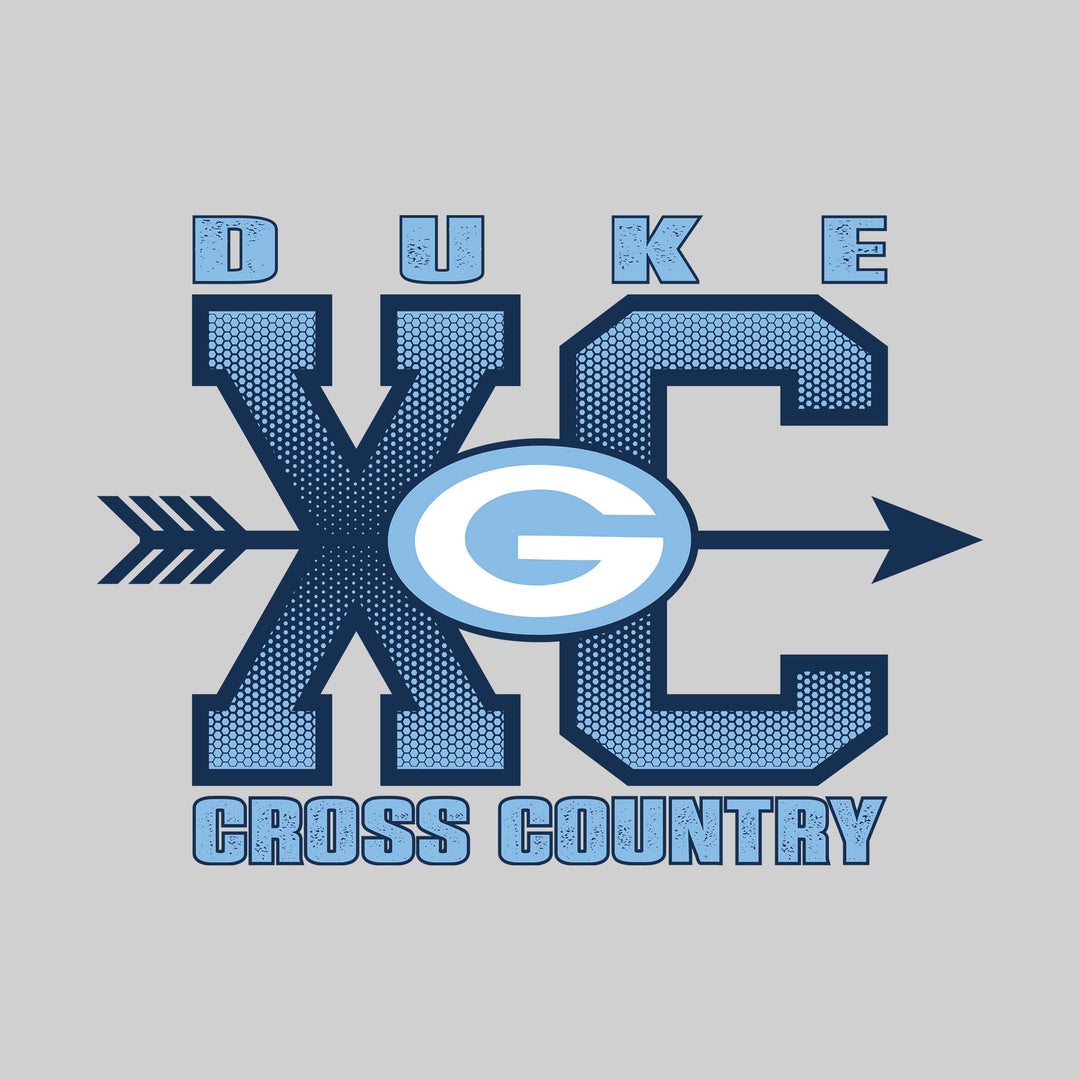 Garber Dukes - Cross Country - XC with Arrow and Mascot