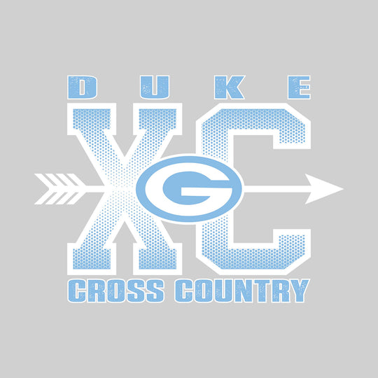 Garber Dukes - Cross Country - XC with Arrow and Mascot