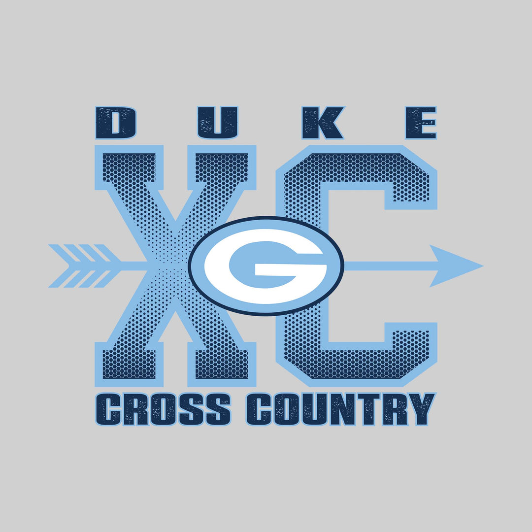 Garber Dukes - Cross Country - XC with Arrow and Mascot