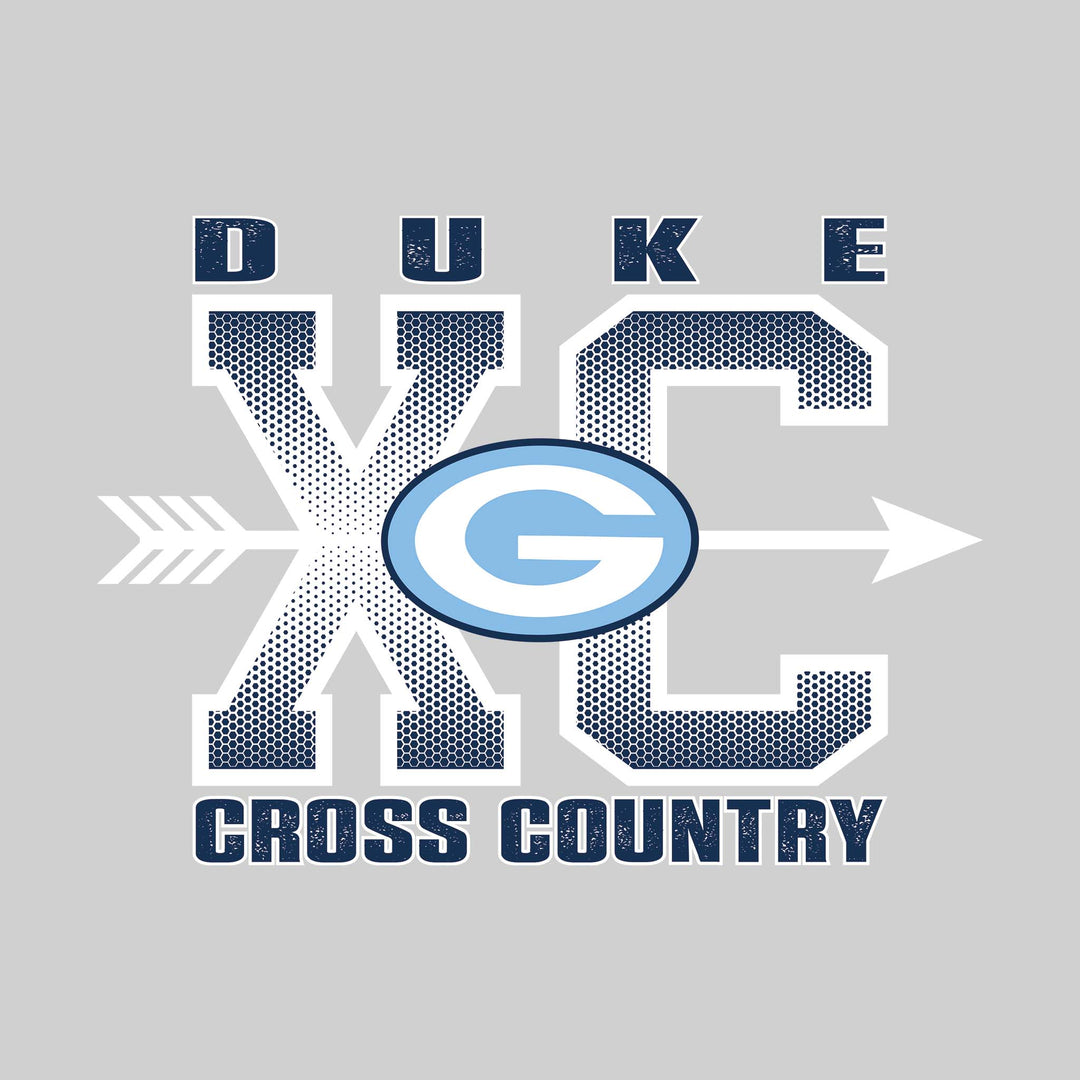 Garber Dukes - Cross Country - XC with Arrow and Mascot