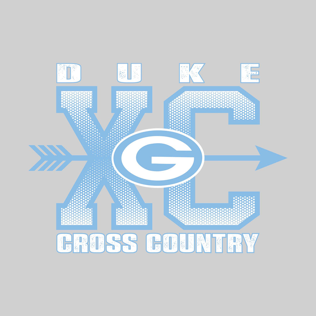 Garber Dukes - Cross Country - XC with Arrow and Mascot