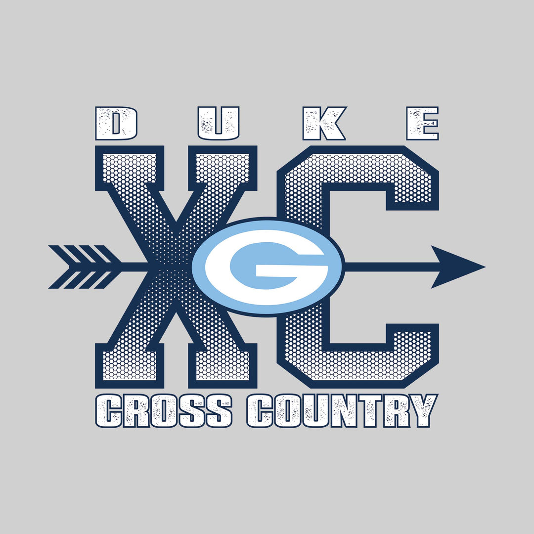 Garber Dukes - Cross Country - XC with Arrow and Mascot
