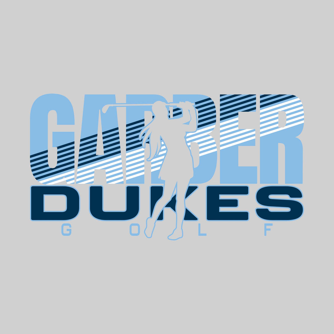 Garber Dukes - Golf - Female Golfer Silhouette with Color Stripes