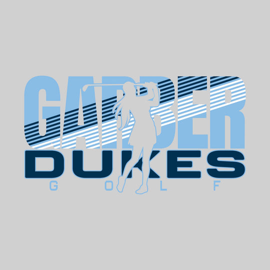 Garber Dukes - Golf - Female Golfer Silhouette with Color Stripes