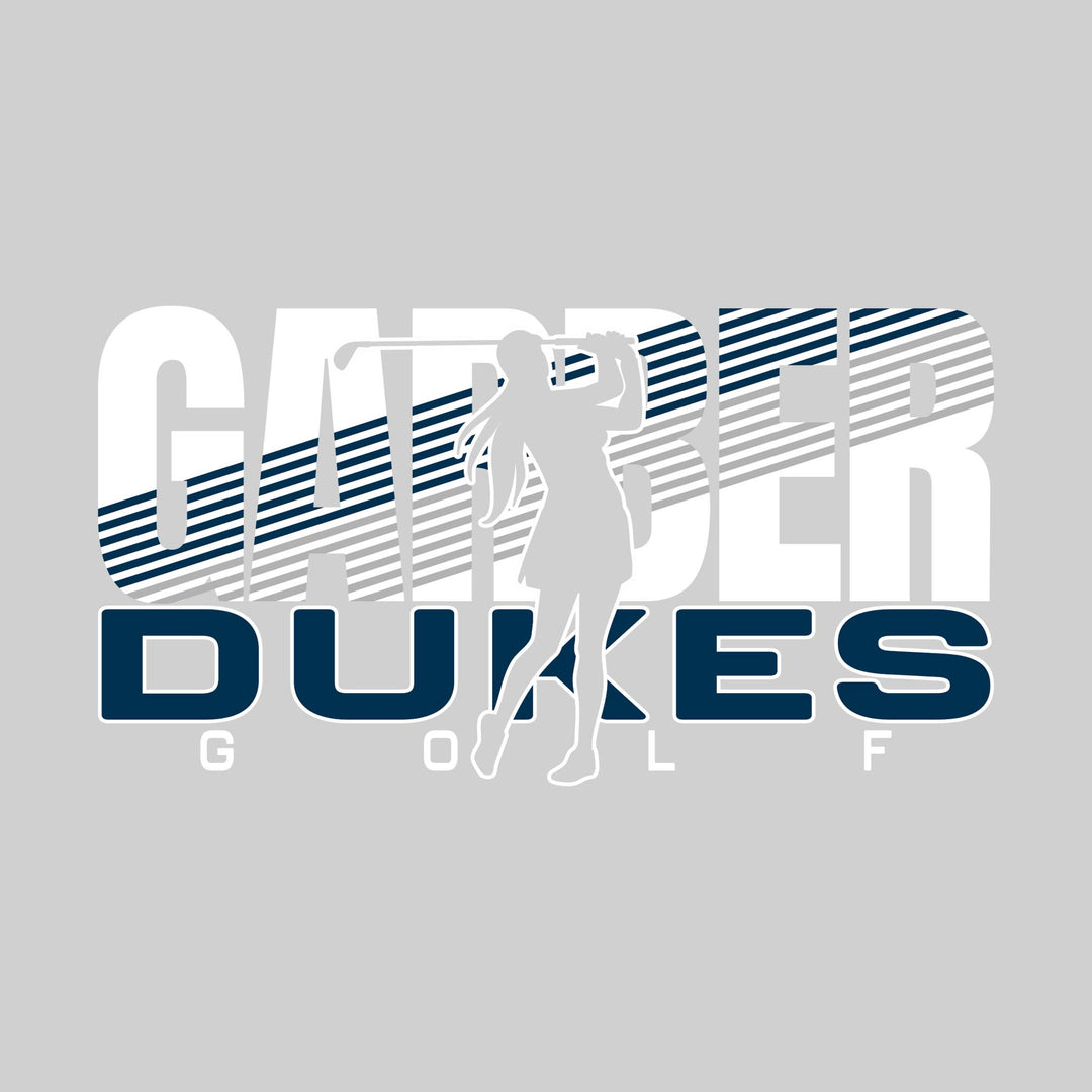 Garber Dukes - Golf - Female Golfer Silhouette with Color Stripes