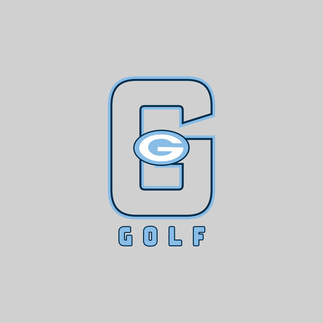 Garber Dukes - Golf - Outlined Letters Over Golf with Mascot