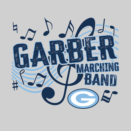 Garber Dukes - Marching Band - School Name with Treble Clef &amp; Music Notes