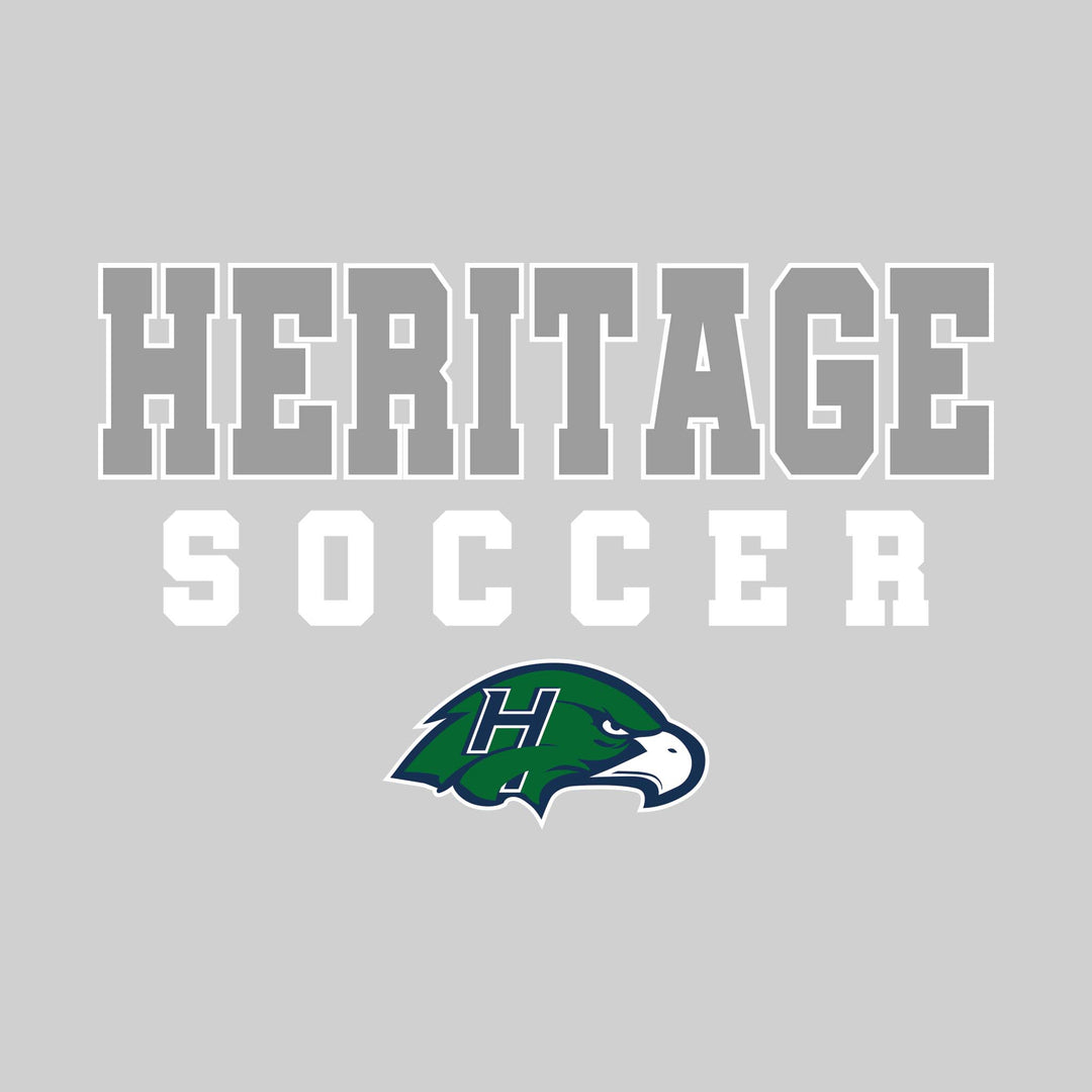 Heritage Hawks - Soccer - Outlined School Name with Soccer &amp; Mascot