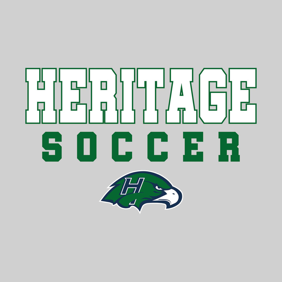 Heritage Hawks - Soccer - Outlined School Name with Soccer &amp; Mascot