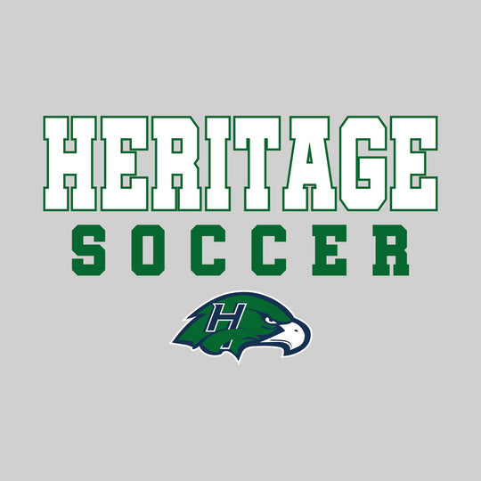 Heritage Hawks - Soccer - Outlined School Name with Soccer &amp; Mascot