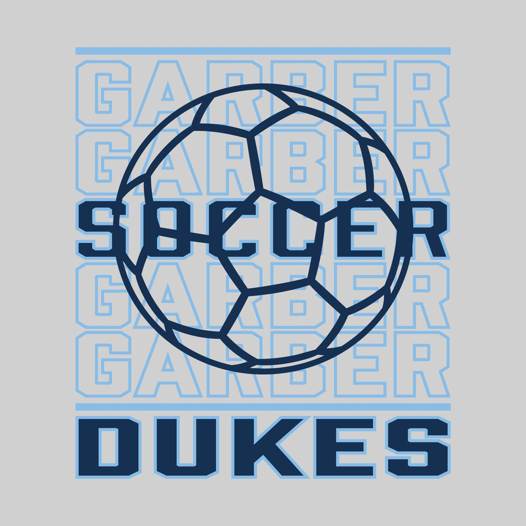 Garber Dukes - Soccer - Repeated School Name with Soccer Ball Outline