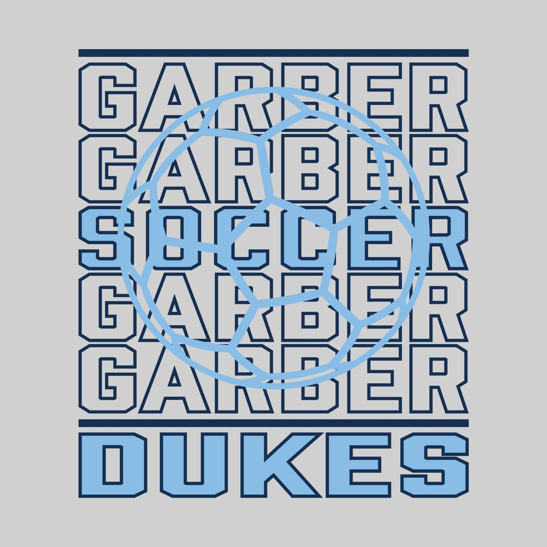 Garber Dukes - Soccer - Repeated School Name with Soccer Ball Outline