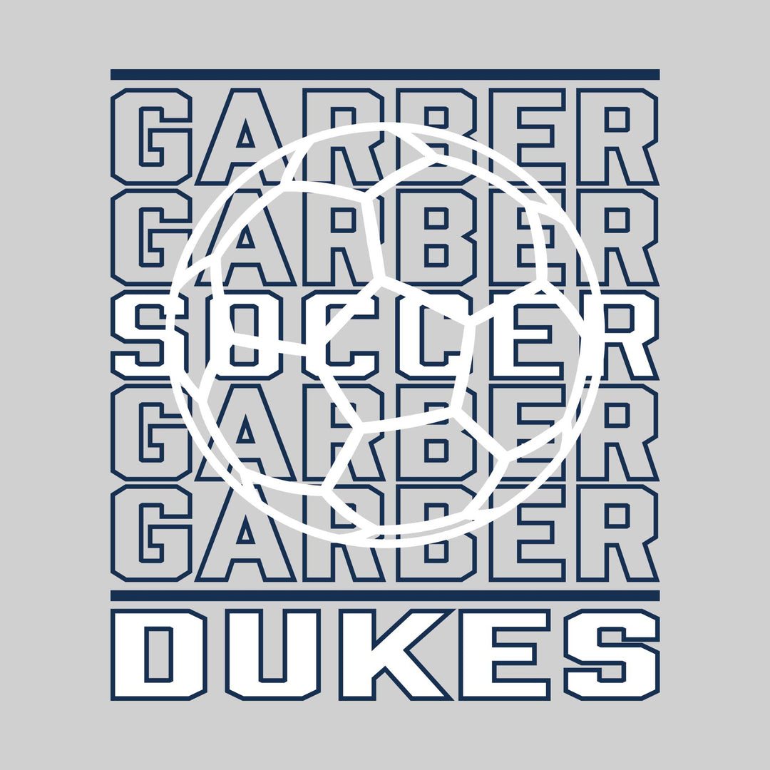 Garber Dukes - Soccer - Repeated School Name with Soccer Ball Outline