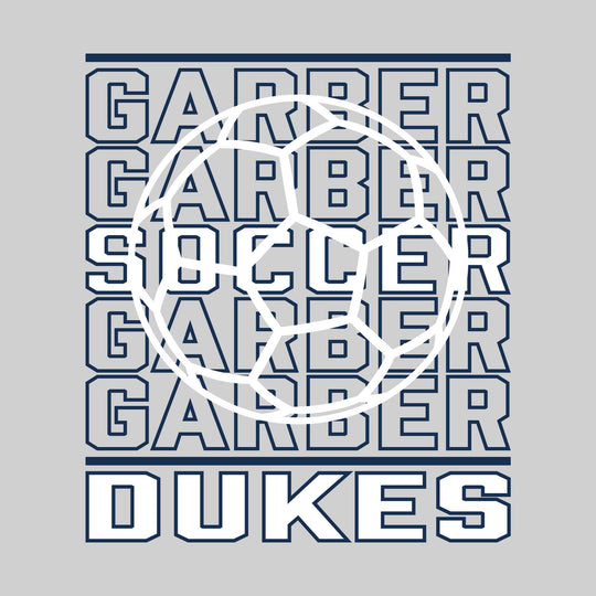 Garber Dukes - Soccer - Repeated School Name with Soccer Ball Outline