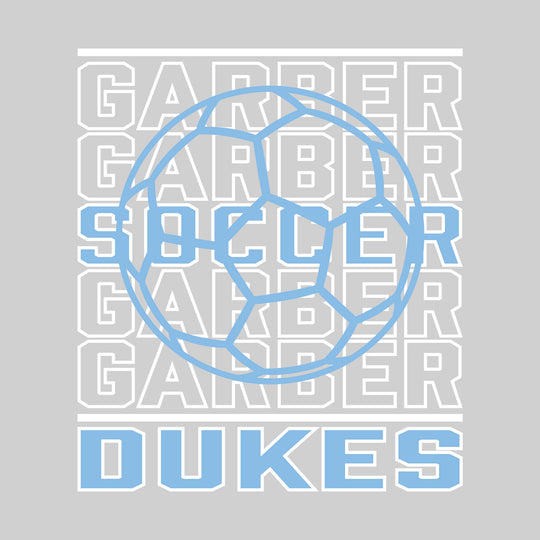 Garber Dukes - Soccer - Repeated School Name with Soccer Ball Outline