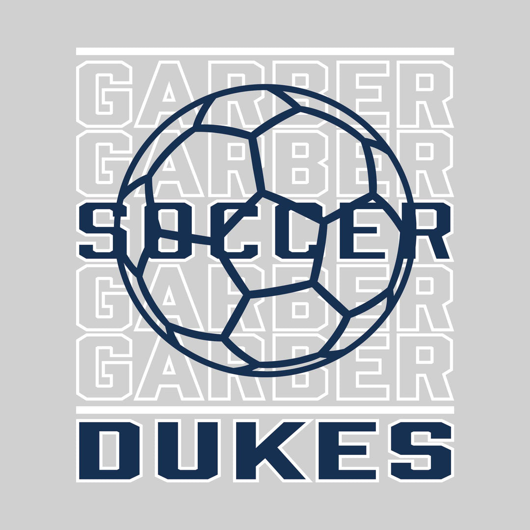 Garber Dukes - Soccer - Repeated School Name with Soccer Ball Outline