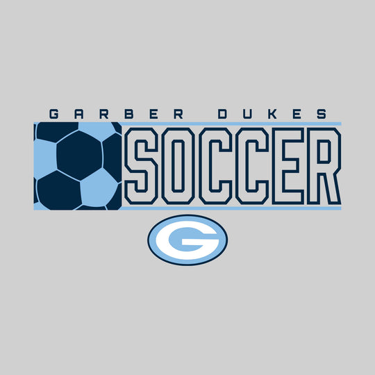 Garber Dukes - Soccer - School Name with Squared Soccer Ball &amp; Mascot