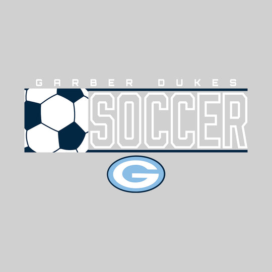 Garber Dukes - Soccer - School Name with Squared Soccer Ball &amp; Mascot