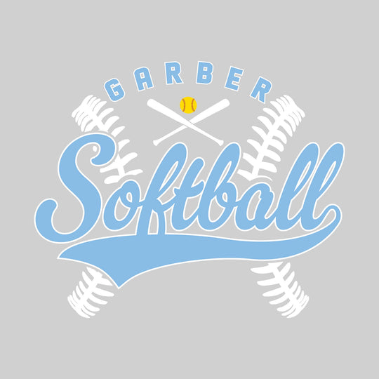 Garber Dukes - Softball - Cursive Softball with Stitches &amp; Crossed Bats