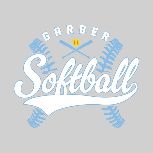 Garber Dukes - Softball - Cursive Softball with Stitches &amp; Crossed Bats