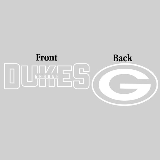 Garber Dukes - Spirit Wear - Black & White - Mascot Name with Back Mascot