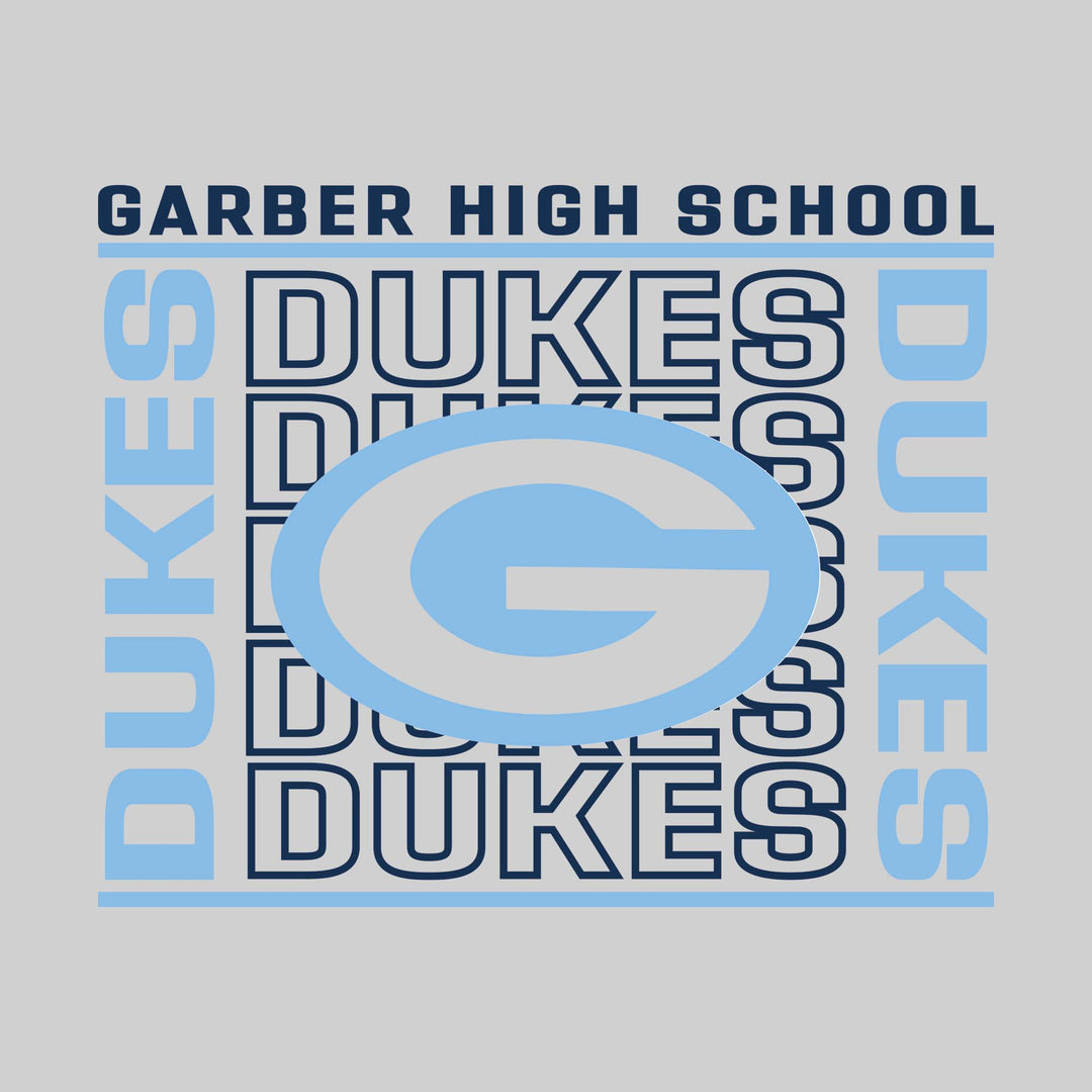 Garber Dukes - Spirit Wear - Bracketed Repeating Outlined Dukes with Mascot