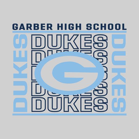 Garber Dukes - Spirit Wear - Bracketed Repeating Outlined Dukes with Mascot