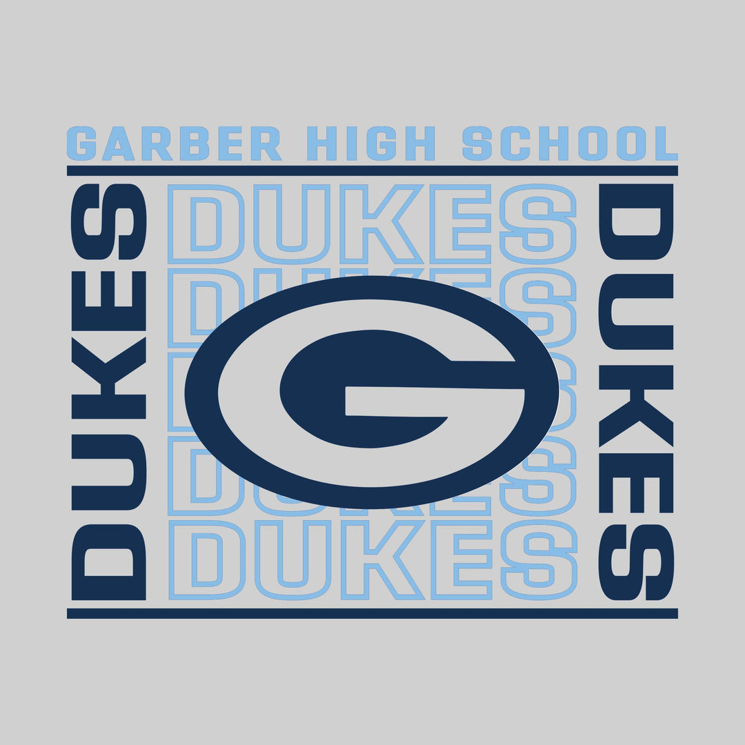Garber Dukes - Spirit Wear - Bracketed Repeating Outlined Dukes with Mascot