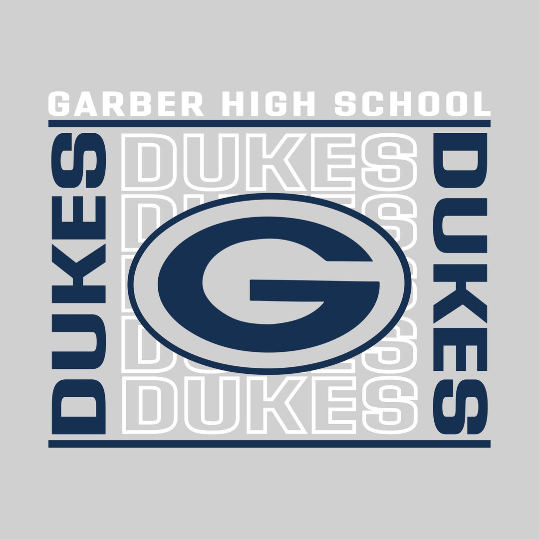 Garber Dukes - Spirit Wear - Bracketed Repeating Outlined Dukes with Mascot