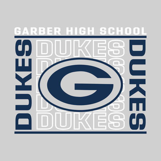 Garber Dukes - Spirit Wear - Bracketed Repeating Outlined Dukes with Mascot