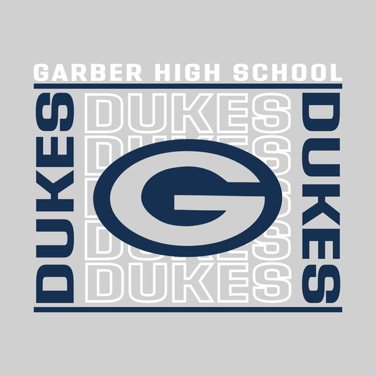 Garber Dukes - Spirit Wear - Bracketed Repeating Outlined Dukes with Mascot