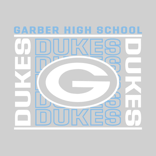 Garber Dukes - Spirit Wear - Bracketed Repeating Outlined Dukes with Mascot