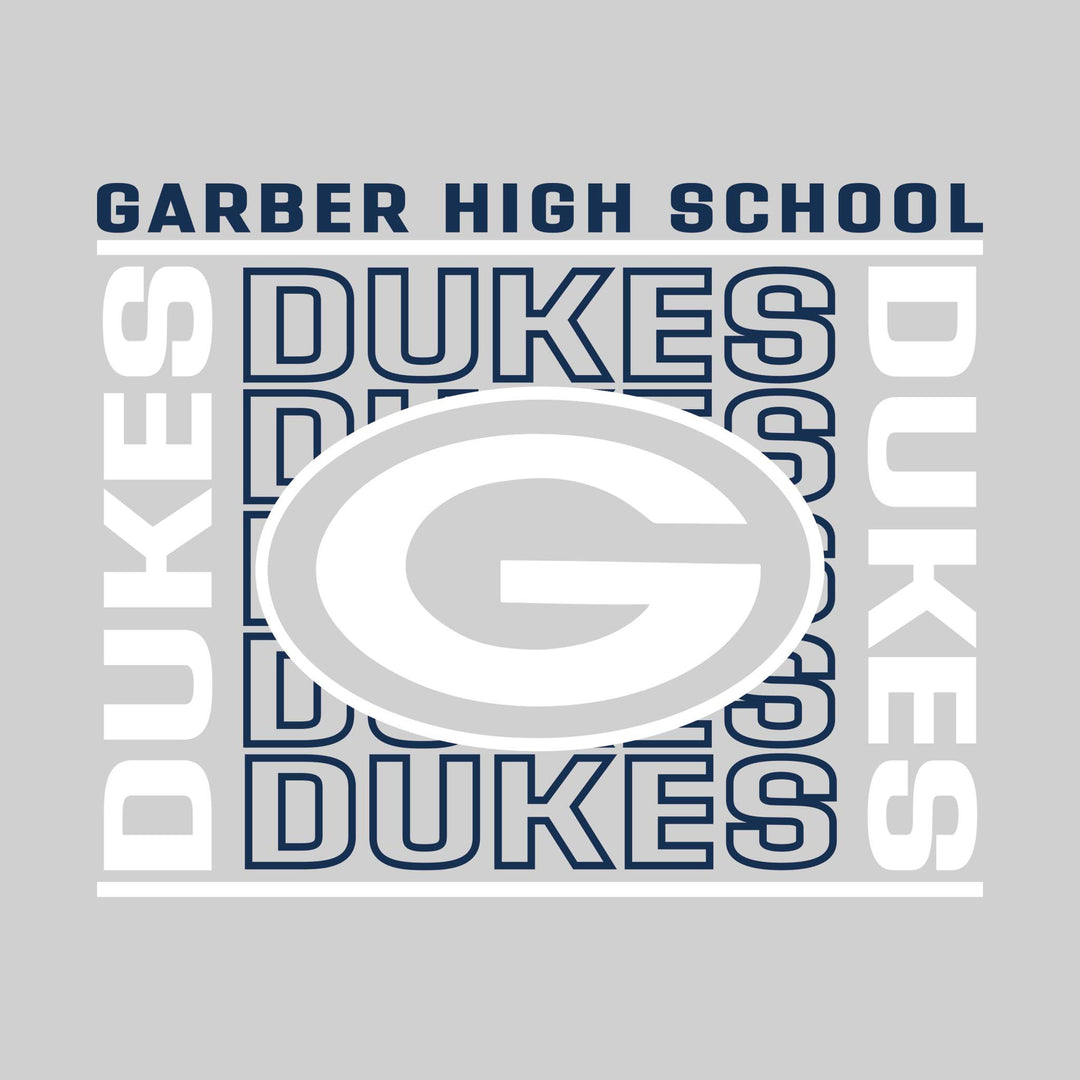 Garber Dukes - Spirit Wear - Bracketed Repeating Outlined Dukes with Mascot