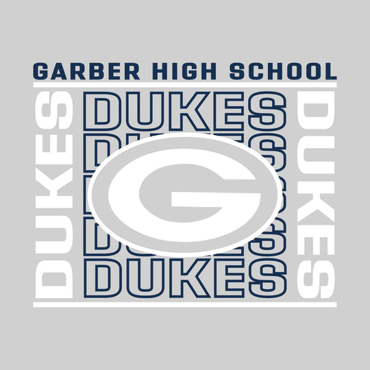 Garber Dukes - Spirit Wear - Bracketed Repeating Outlined Dukes with Mascot