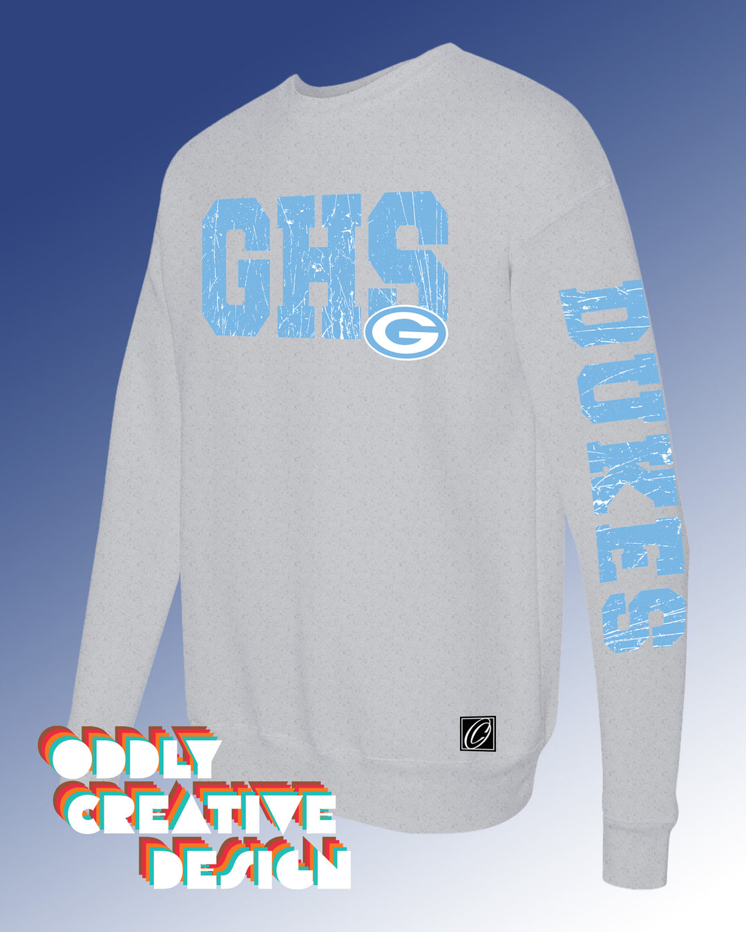 School Acronym with Mascot - Distressed - with Sleeve Print