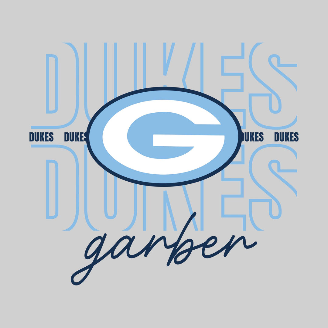 Garber Dukes - Spirit Wear - Outlined Dukes with Cursive School Name