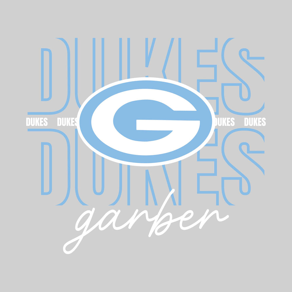 Garber Dukes - Spirit Wear - Outlined Dukes with Cursive School Name