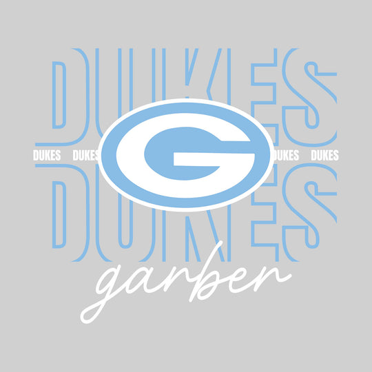 Garber Dukes - Spirit Wear - Outlined Dukes with Cursive School Name