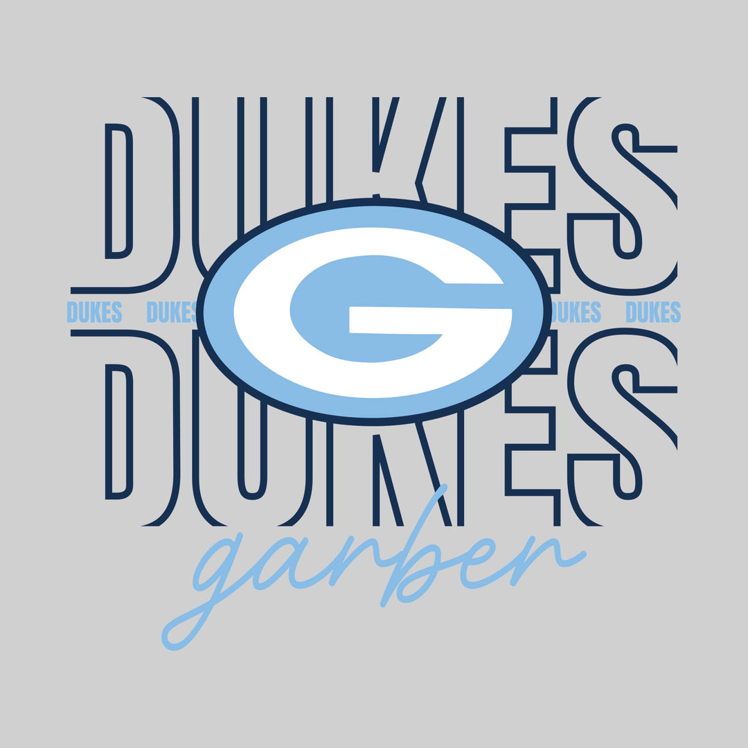 Garber Dukes - Spirit Wear - Outlined Dukes with Cursive School Name