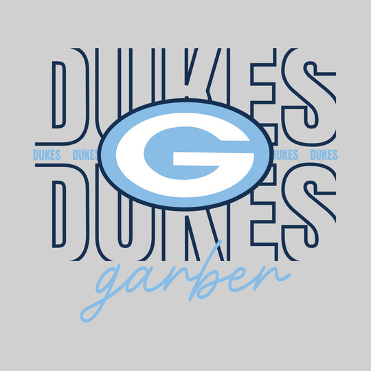 Garber Dukes - Spirit Wear - Outlined Dukes with Cursive School Name