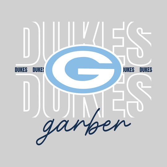 Garber Dukes - Spirit Wear - Outlined Dukes with Cursive School Name