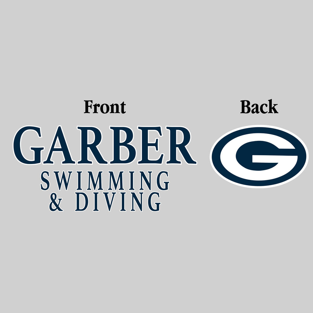 Garber Dukes - Swimming & Diving - Garber Swimming & Diving - Outlined Text Mascot on Back