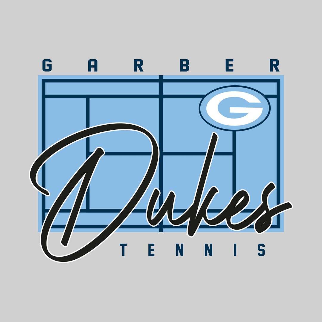 Garber Dukes - Tennis - Tennis Court with School Name and Mascot