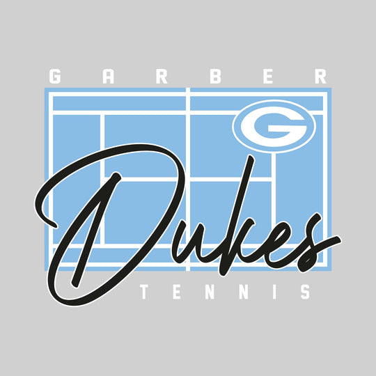 Garber Dukes - Tennis - Tennis Court with School Name and Mascot