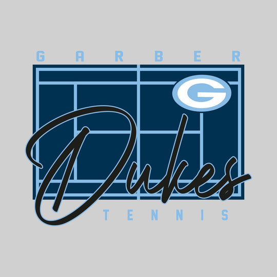 Garber Dukes - Tennis - Tennis Court with School Name and Mascot