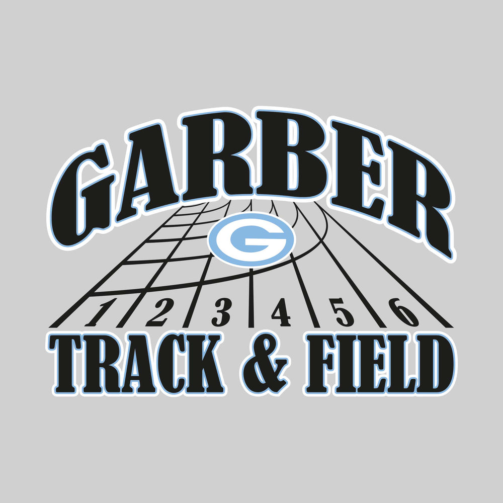 Garber Dukes - Track & Field - Arched School Name with Mascot & Track Lanes