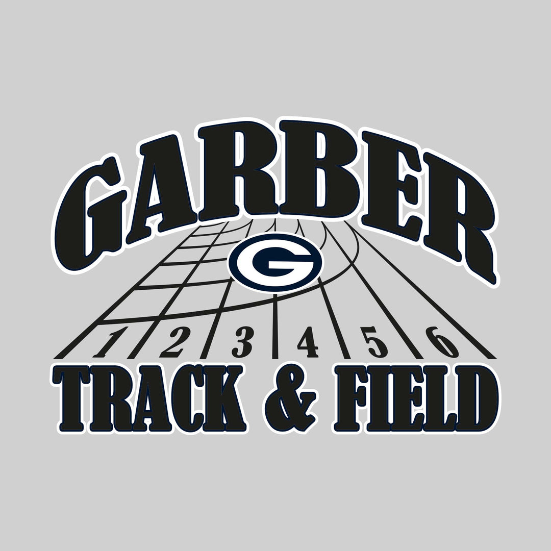 Garber Dukes - Track & Field - Arched School Name with Mascot & Track Lanes