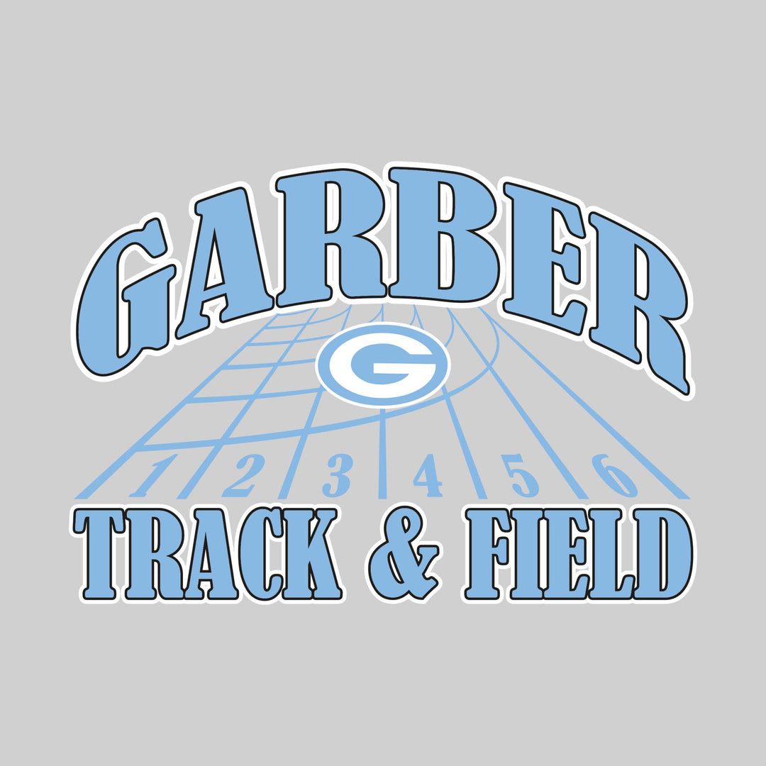 Garber Dukes - Track & Field - Arched School Name with Mascot & Track Lanes