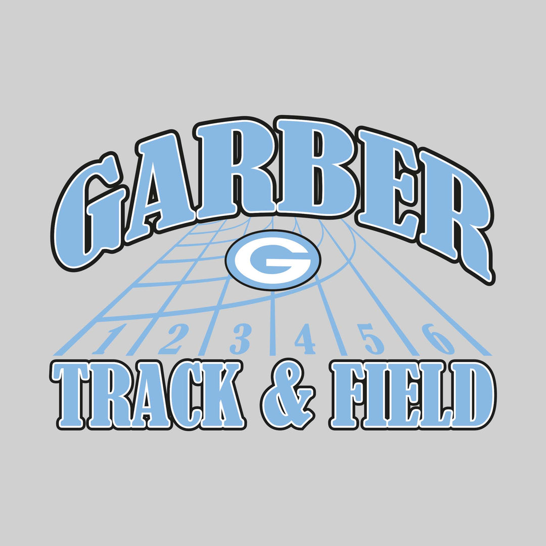 Garber Dukes - Track & Field - Arched School Name with Mascot & Track Lanes