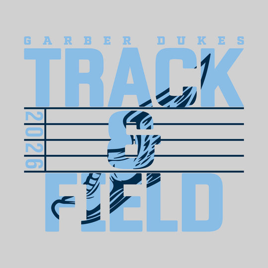 Garber Dukes - Track &amp; Field - Track Lanes with Year and Winged Shoe